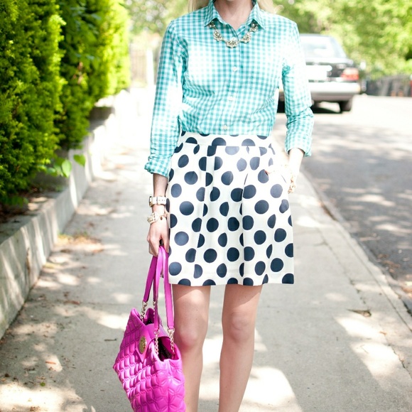 J. Crew Factory Dresses & Skirts - J. Crew Factory | skirt White polka dots size 10